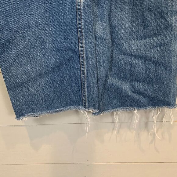 Vintage Levis 505 cut off raw hem straight leg denim jeans size 9 jr - Picture 11 of 13